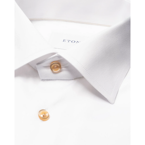 Eton Slim Fit - White Solid Signature Twill Beige Effect Shirt