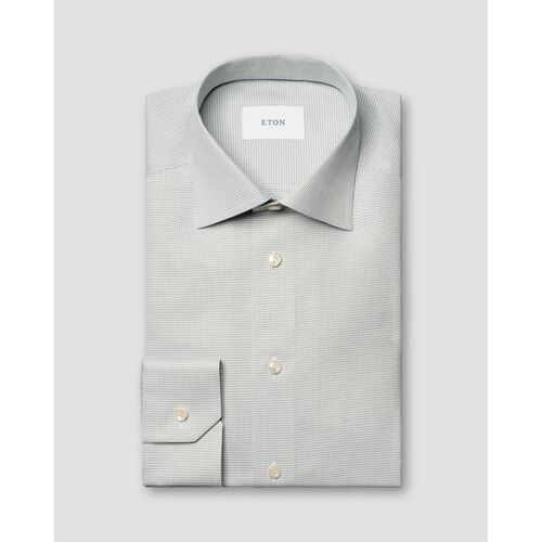 Eton Slim Fit - Light green Houndstooth Signature Twill Shirt